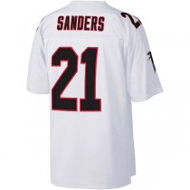 A.Falcons #21 Deion Sanders Mitchell & Ness White Big & Tall 1992 Retired Player Replica Jersey Stitched American Football Jerseys