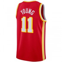 A.Hawks #11 Trae Young 2020-21 Swingman Jersey Icon Edition Red Stitched American Basketball Jersey