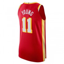 A.Hawks #11 Trae Young 2022-23 Authentic Player Jersey Icon Edition Red Stitched American Basketball Jersey