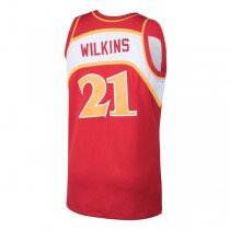 A.Hawks #21 Dominique Wilkins Mitchell & Ness 1986-87 Hardwood Classics Swingman Jersey Red Stitched American Basketball Jersey