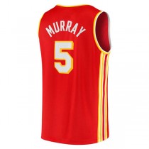 A.Hawks #5 Dejounte Murray Fanatics Branded Fast Break Replica Jersey Icon Edition Red Stitched American Basketball Jersey