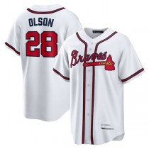 Atlanta Braves #28 Matt Olson White Home Replica Player Jersey Stitches Baseball Jerseys