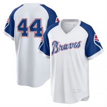 Atlanta Braves #44 Hank Aaron White Home Cooperstown Collection Player Jersey Stitches Baseball Jerseys