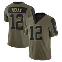 B.Bills #12 Jim Kelly Olive 2021 Salute To Service Retired Player Limited Jersey Football Stitched American Jerseys