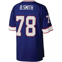 B.Bills #78 Bruce Smith Mitchell & Ness Royal 1990 Legacy Replica Jersey Stitched American Football Jerseys