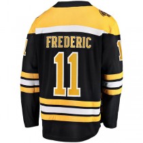 B.Bruins #11 Trent Frederic Fanatics Branded Home Breakaway Player Jersey Black Stitched American Hockey Jerseys