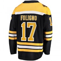 B.Bruins #17 Nick Foligno Fanatics Branded Home Breakaway Player Jersey Black Stitched American Hockey Jerseys