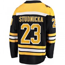 B.Bruins #23 Jack Studnicka Fanatics Branded Home Breakaway Player Jersey Black Stitched American Hockey Jerseys