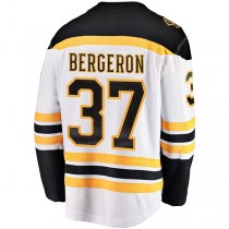 B.Bruins #37 Patrice Bergeron Fanatics Branded Away Captain Premier Breakaway Player Jersey White Black Stitched American Hockey Jerseys