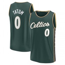 B.Celtics #0 Jayson Tatum Fanatics Branded 2022-23 Fastbreak Jersey City Edition Kelly Green Stitched American Basketball Jersey