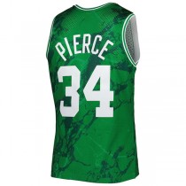 B.Celtics #34 Paul Pierce Mitchell & Ness 2007-08 Hardwood Classics Marble Swingman Jersey Green Stitched American Basketball Jersey