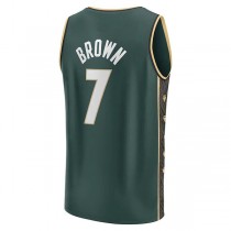 B.Celtics #7Jaylen Brown Fanatics Branded 2022-23 Fastbreak Jersey City Edition Kelly Green Stitched American Basketball Jersey