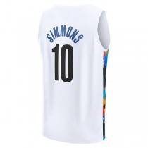 B.Nets #10 Ben Simmons Fanatics Branded 2022-23 Fastbreak Jersey City Edition White Stitched American Basketball Jersey