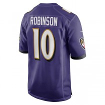 B.Ravens #10 Demarcus Robinson Purple Game Player Jersey Stitched American Football Jerseys