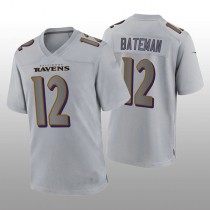 B.Ravens #12 Rashod Bateman Gray Atmosphere Game Jersey Stitched American Football Jerseys