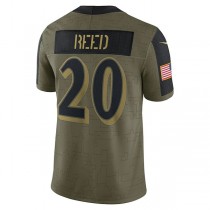 B.Ravens #20 Ed Reed Olive 2021 Salute To Service Retired Player Limited Jersey Stitched American Football Jerseys