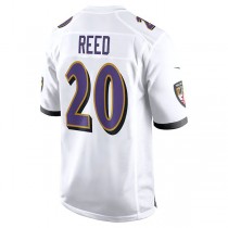 B.Ravens #20 Ed Reed White Retired Player Game Jersey Stitched American Football Jerseys