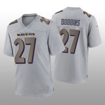 B.Ravens #27 J.K. Dobbins Gray Atmosphere Game Jersey Stitched American Football Jerseys