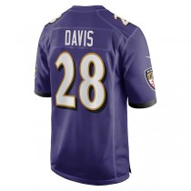 B.Ravens #28 Mike Davis Purple Player Game Jersey Stitched American Football Jerseys
