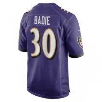 B.Ravens #30 Tyler Badie Purple Player Game Jersey Stitched American Football Jerseys