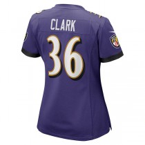 B.Ravens #36 Chuck Clark Purple Game Jersey Stitched American Football Jerseys