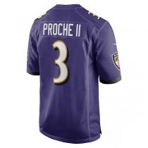 B.Ravens #3 James Proche II Purple Team Game Player Jersey Stitched American Football Jerseys