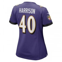 B.Ravens #40 Malik Harrison Purple Game Jersey Stitched American Football Jerseys
