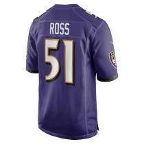 B.Ravens #51 Josh Ross Purple Game Player Jersey Stitched American Football Jerseys