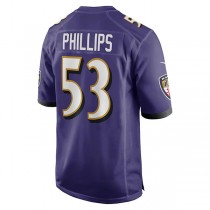 B.Ravens #53 Del'Shawn Phillips Purple Game Player Jersey Stitched American Football Jerseys
