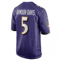 B.Ravens #5 Jalyn Armour-Davis Purple Game Player Jersey Stitched American Football Jerseys