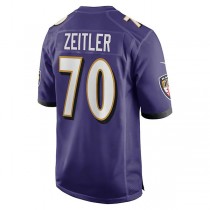 B.Ravens #70 Kevin Zeitler Purple Game Jersey Stitched American Football Jerseys