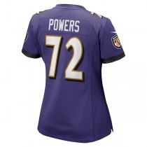 B.Ravens #72 Ben Powers Purple Game Jersey Stitched American Football Jerseys