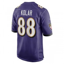 B.Ravens #88 Charlie Kolar Purple Player Game Jersey Stitched American Football Jerseys