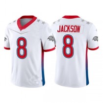 B.Ravens #8 Lamar Jackson 2022 White Pro Bowl Stitched Jersey American Football Jerseys