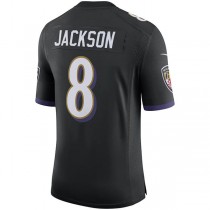 B.Ravens #8 Lamar Jackson Black Speed Machine Limited Jersey Stitched American Football Jerseys