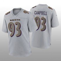 B.Ravens #93 Calais Campbell Gray Atmosphere Game Jersey Stitched American Football Jerseys