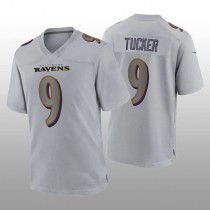 B.Ravens #9 Justin Tucker Gray Atmosphere Game Jersey Stitched American Football Jerseys
