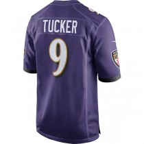 B.Ravens #9 Justin Tucker Purple Game Jersey Stitched American Football Jerseys