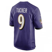 B.Ravens #9 Justin Tucker Purple Game Player Jersey Stitched American Football Jerseys