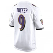 B.Ravens #9 Justin Tucker White Game Jersey Stitched American Football Jerseys