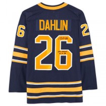 B.Sabres #26 Rasmus Dahlin Fanatics Authentic Autographed Jersey with Debut 10-4-18 Inscription Navy Stitched American Hockey Jerseys