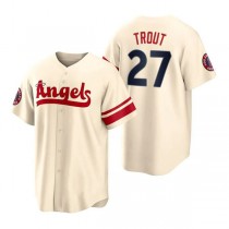 Baseball Jerseys Los Angeles Angels #27 Mike Trout Cream Stitched City Connect Jersey