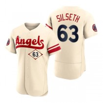 Baseball Jerseys Men Los Angeles Angels #63 Chase Silseth Cream Stitched 2022 City Connect Jersey