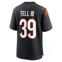 C.Bengals #39 Marvell Tell III Black Game Player Jersey Stitched American Football Jerseys