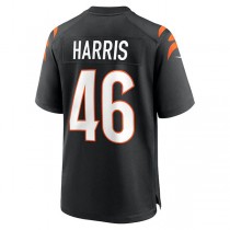 C.Bengals #46 Clark Harris Black Game Jersey Stitched American Football Jerseys