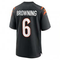 C.Bengals #6 Jake Browning Black Game Jersey Stitched American Football Jerseys