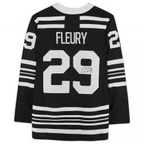 C.Blackhawks #29 Marc-Andre Fleury Fanatics Authentic Autographed Black Authentic Jersey Black Stitched American Hockey Jerseys