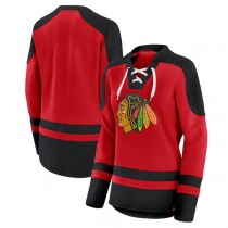 C.Blackhawks Fanatics Branded Net Gain Fleece V-Neck Pullover Sweatshirt Red Black Stitched American Hockey Jerseys