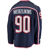 C.Blue Jackets #90 Elvis Merzlikins Fanatics Branded Home Breakaway Player Jersey Navy Stitched American Hockey Jerseys