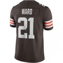 C.Browns #21 Denzel Ward Brown Vapor Limited Jersey Stitched American Football Jerseys